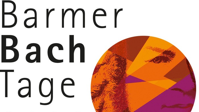 Logo für das Barmer Bach Tage Festival, das die Veranstaltungen im Jahr 2026 mit einem stilisierten Porträt und einem farbenfrohen geometrischen Design feiert.