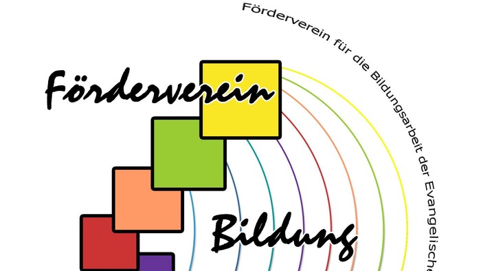Logo des Förderverein. Bunte Quadrate bilden den linken Rand des Logos