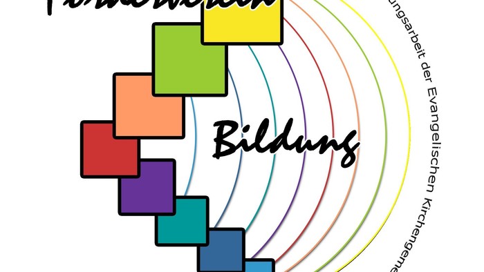 Logo des Förderverein. Bunte Quadrate bilden den linken Rand des Logos