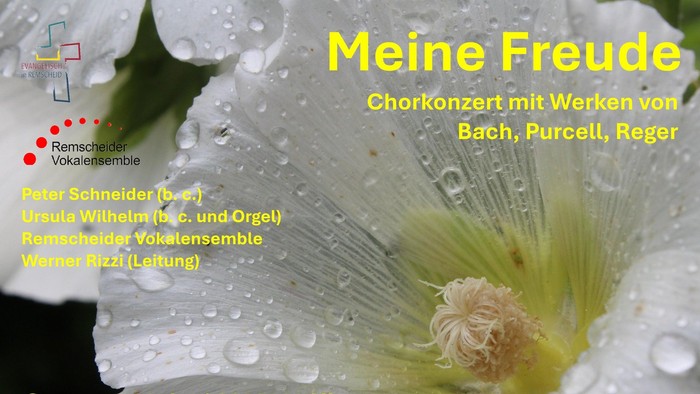 Chorkonzert-Plakat mit Werken von Bach, Purcell und Reger, inklusive Angaben zu den Mitwirkenden und freiem Eintritt am 14. Juni 2026.