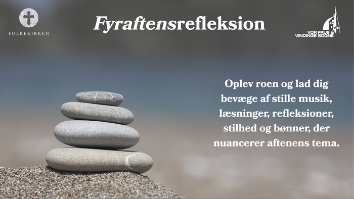 Plakat for en rolig aften med musik, refleksioner og bønner i Vindinge Kirke den 28. maj kl. 17.00.