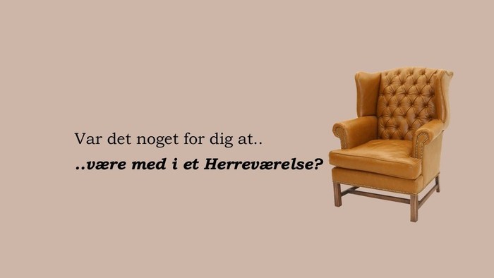 En rød tuffetstol med spørgsmålstext på dansk