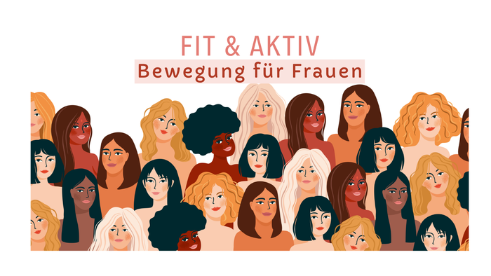 Illustrierte vielfältige Frauen, die Fitness und Bewegung für Frauen mit dem Slogan *