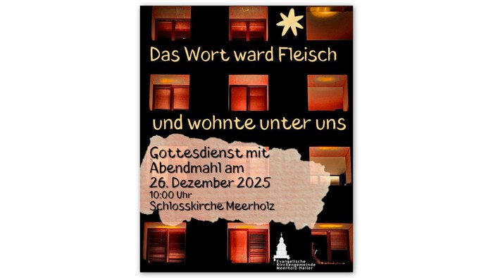 Plakat für den Weihnachtsgottesdienst am 26. Dezember 2025 in der Schlosskirche Meerholz