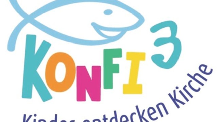 Logo für das „Konfi3“-Programm, das Kinder dazu ermutigt, kirchliche und glaubensbezogene Themen zu entdecken.