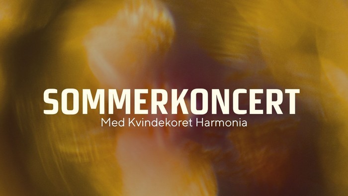Reklamegrafik til sommerkoncert med Kvindekoret Harmonia på sløret musikalsk baggrund.