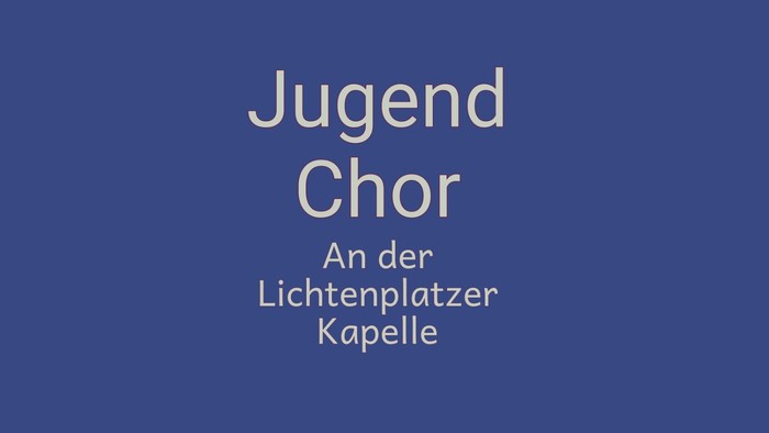 Blauer Hintergrund für ein Logo des Jugendchors an der Lichtenplatzer Kapelle – Name und Standort eines Jugendchors.