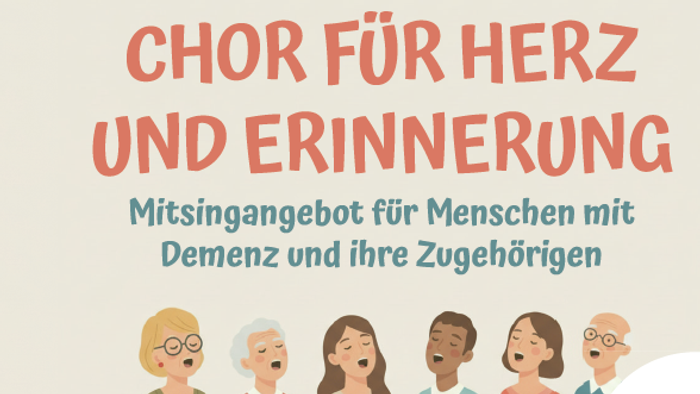 Chor für Herz und Erinnerung Unten auf dem Plakat gemalte singende Köpfe