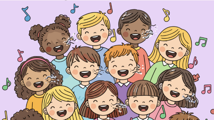 „Einwerbeplakat für einen neuen Kinderchor unter der Leitung von Kathrin Duschek, Start am 7. Januar 2026.“