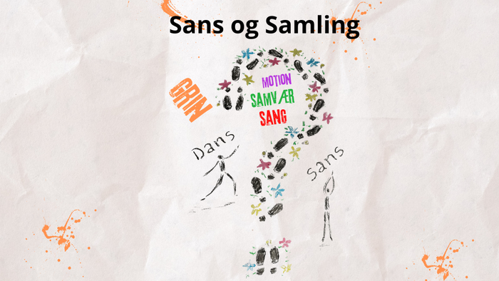 Billedet viser en kreativ og farverig tegnelse af en person med forskellige ord som