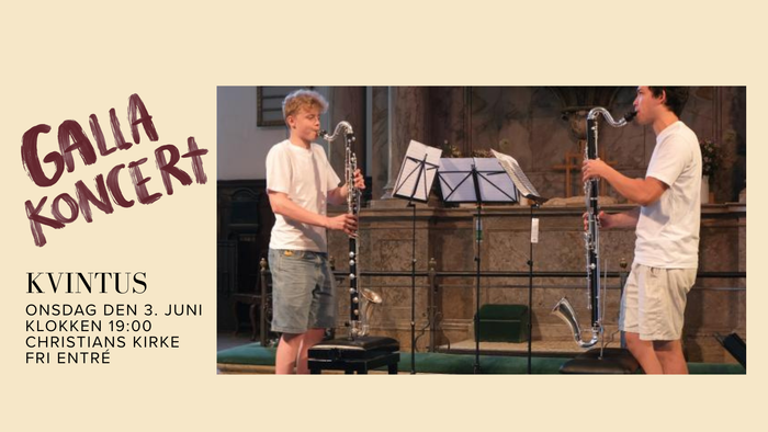 Et musikalsk kvintetoptreden med saxofoner og en klarinet i en kirkekoncert den 3. juni.