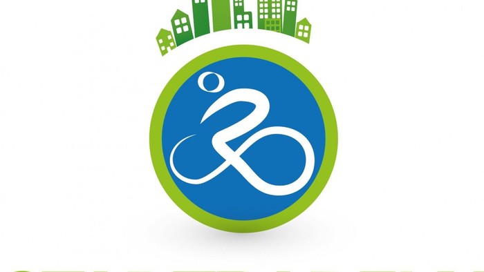 Stadtradelnlogo - Fahrradfahrer in einem blauen Kreis