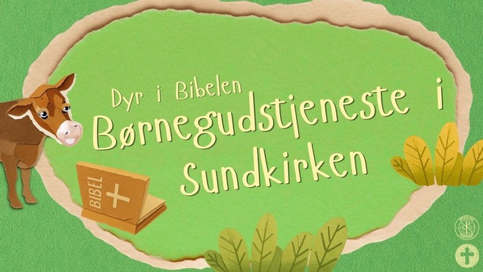 Illustreret børnekirkeundervisning om dyr nævnt i Bibelen, sat i en søndagsgudstjenestekontekst.