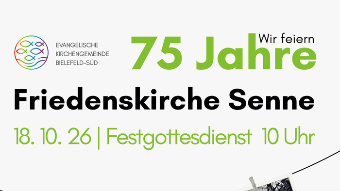 Einladungsplakat mit Fotos an einer Wäscheleine