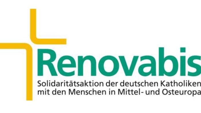Logo für Renovabis, eine deutsche katholische Solidaritätsinitiative, die Menschen in Mittel- und Osteuropa unterstützt.