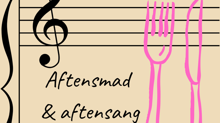 Logo, der kombinerer noder med gafler, og symboliserer aftensmåltider og sange, mærket *