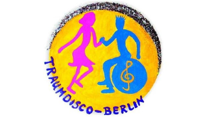 Bunter Logo mit zwei tanzenden Figuren und dem Text 