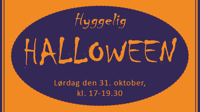 Halloween-arrangementsinvitation med norsk dato og tidspunkt, med et festligt, håndskrevet design.