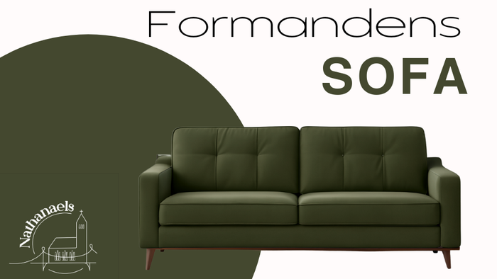 Elegant grønt lædersofa mærket 