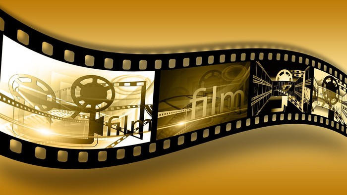 Filmmateriel og filmrelaterede ikoner på filmbånd
