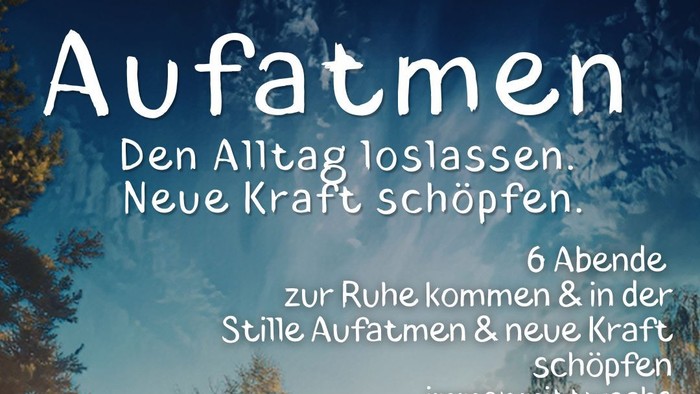 Plakat zur Werbung für christliche Meditationssitzungen zum Entspannen und Auftanken, beginnend am 19. August 2026.