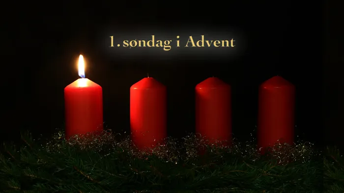 1. søndag i advent med 1 lys på mørk baggrund