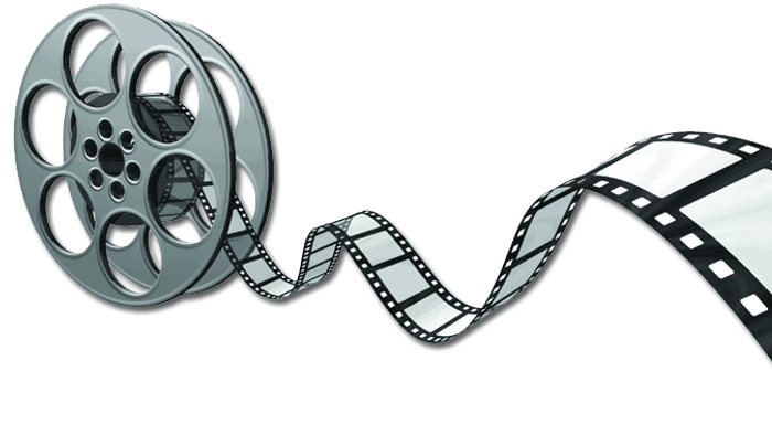 En filmrulle med filmbånd.