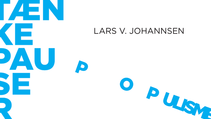 Blå typografisk titel til Lars V. Johannsens arbejde om