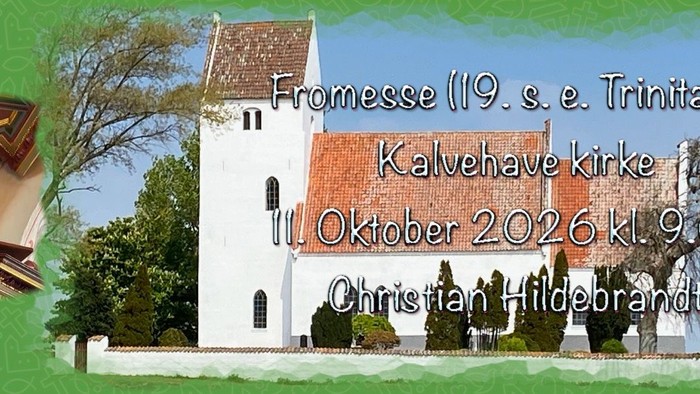 Meddelelse om gudstjeneste søndag den 11. oktober 2026 i Kalvehave Kirke med Christian Hildebrandt.