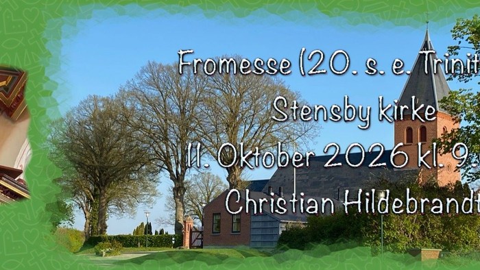 Meddelelse om gudstjeneste søndag den 11. oktober 2026 med Christian Hildebrandt i Stensby Kirke.