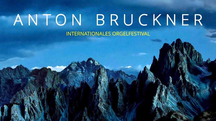 Plakat für das Internationale Orgel-Festival Anton Bruckner mit seinen vollständigen Orgelsinfonien in Berliner Kirchen.