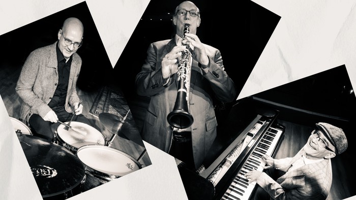 Trio Timebase mit den Künstlern Johannes Flamm (Saxophon/Klarinette), Felix Janosa (Klavier) und Steffen Thormählen (Schlagzeug)