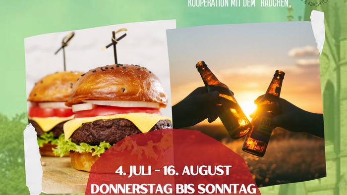 Pop-up-Biergarten-Event mit Essen, Getränken und Outdoor-Aktivitäten vom 4. Juli bis 16. August.