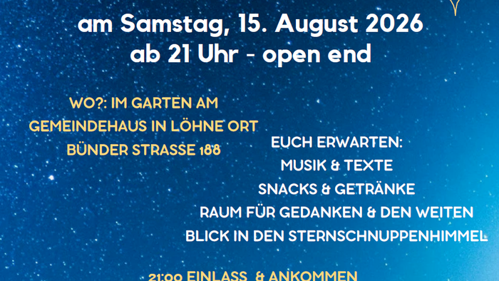 Regional-Gottesdienst - Zeit mit Gott - unter den Sternen im Gemeindehaus in Löhne-Ort