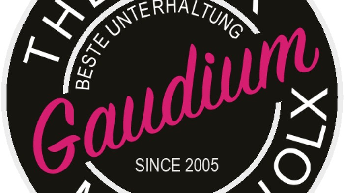 Das Logo des Theaters Gaudium, gegründet 2005, mit dem Slogan 