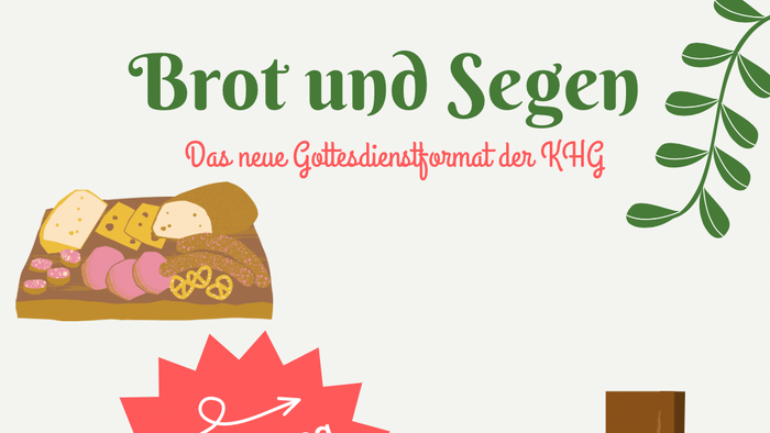 Einladung zum Brot-und-Segen-Gottesdienst am Donnerstag, der Studierenden eine Lernpause in der KHG bietet.