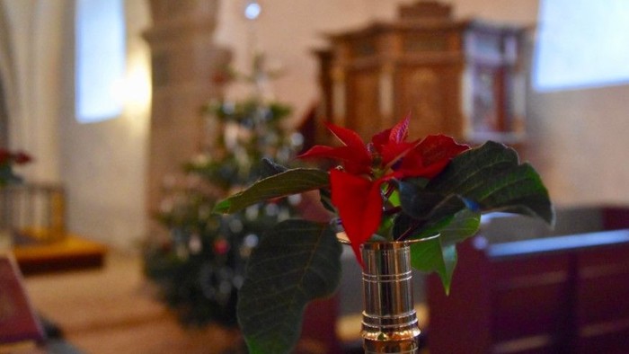 Billede af julepyntet Jerslev Kirke