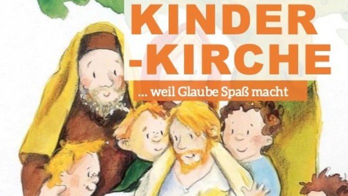 Einladungsplakat für eine fröhliche Kinderkirchveranstaltung am 31. Mai 2026 um 11:00 Uhr in der St. Vitus-Kirche.