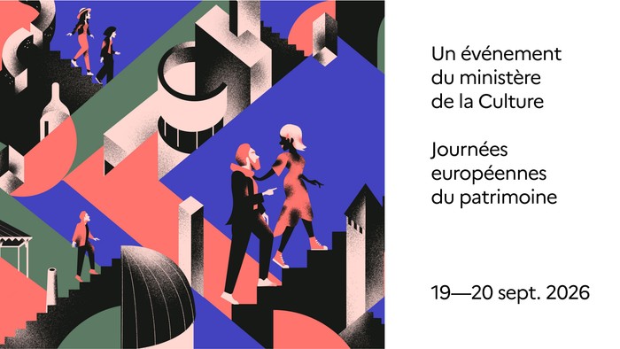 Affiche pour les Journées européennes du patrimoine, organisées par le ministère français de la Culture, les 19 et 20 septembre 2026.