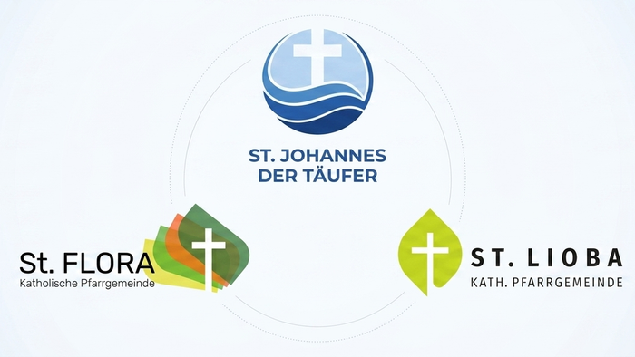 Logos der Pfarreien St. Flora, St. Lioba und St. Johannes der Täufer