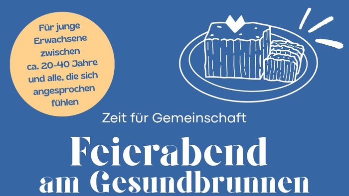 Einladungsplakat für einen Abendempfang im Gemeindezentrum der Evangelischen Kirchengemeinde am Gesundbrunnen.