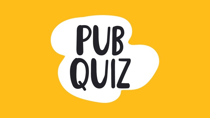 Pub Quiz logo with speech bubble on yellow background