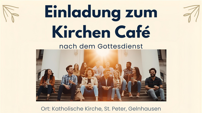 Einladung zum Kirchenkaffee nach dem Gottesdienst an bestimmten Sonntagen im August und September in der St. Peter Katholischen Kirche.
