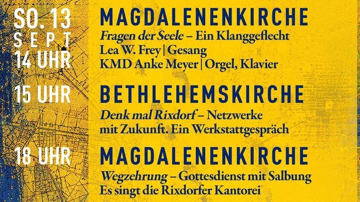 Plakatausschnitt mit Veranstaltungen zum Tag des offenen Denkmals in der Magdalenenkirche.