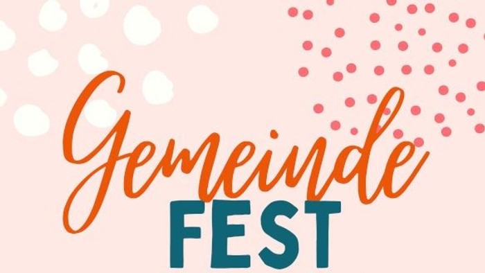 Farbenfrohes Logo für das Gemeindefest mit bunten Punkten und Schriftzug.