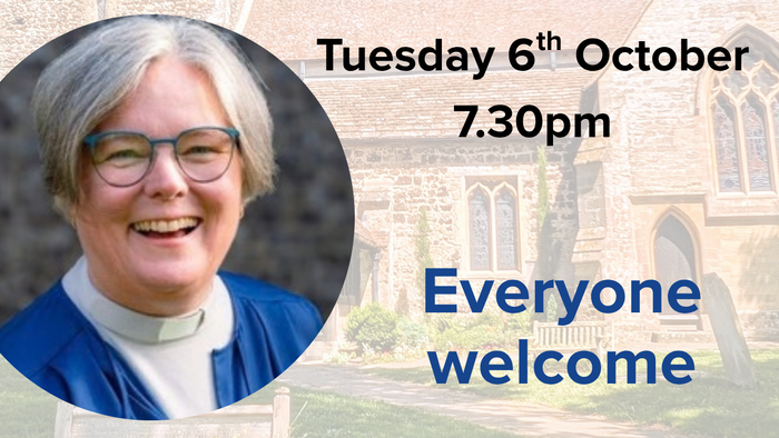 Announcement poster for Rev’d Natalie Worsfold’s installation as Rector of Cranleigh church service on October 6th.