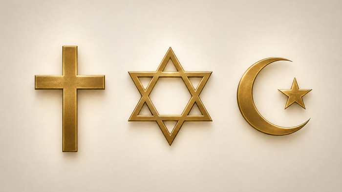 Kreuz, Davidstern und Halbmond
