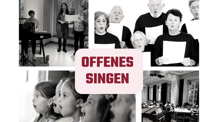 Das Bild zeigt verschiedene Menschen beim Singen in unterschiedlichen Settings