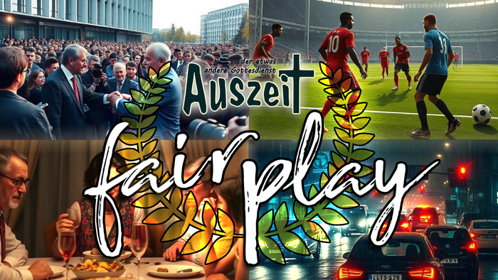 Förderung von Fairplay und Sportlichkeit mit Szenen von Fußball, Feiern und Gemeinschaftstreffen.
