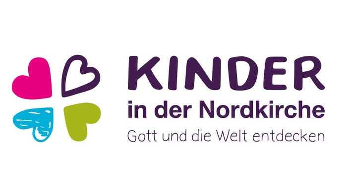 Das Logo zeigt vier Herzen in rosa, lila, blau und grün, mit dem Namen 